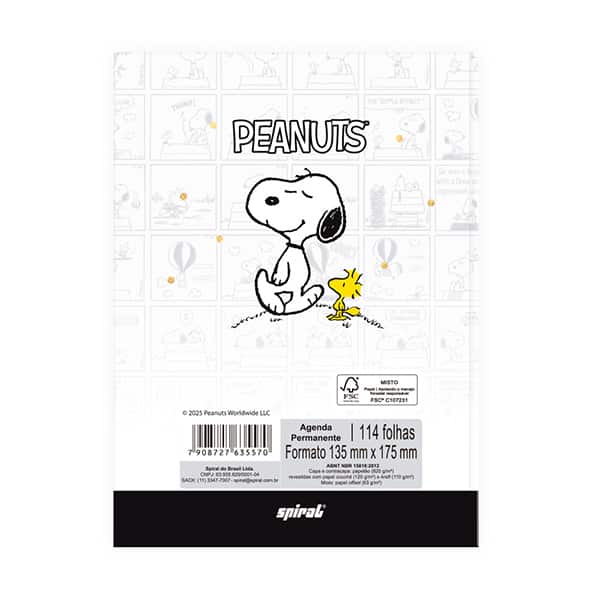 Agenda permanente, Snoopy, 114 folhas, 2635570, Spiral Sno - PT 1 UN