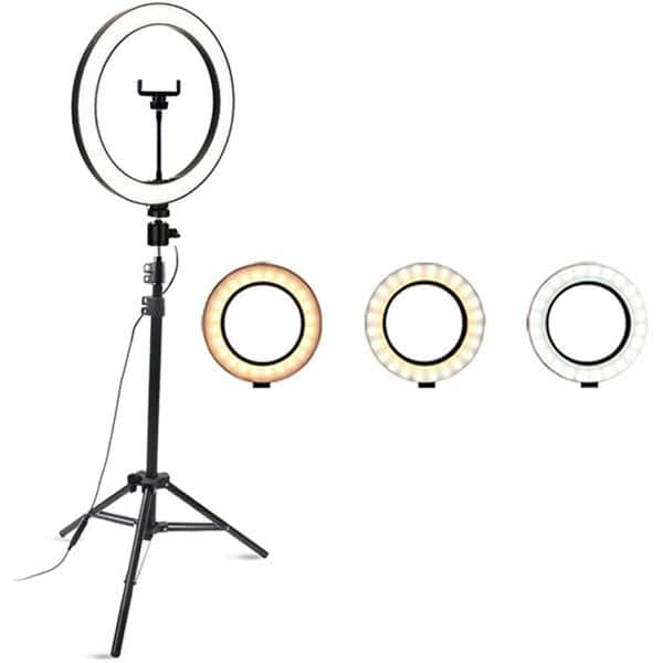 Ring Light Iluminador c/ Anel 12" Polegadas - 30cm c/ 3 Tonalidades de Luz, Tripé de 2,15m e Suporte para Smartphone - Smarts CX 1 UN