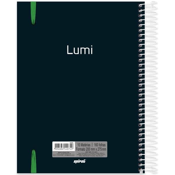 Caderno Universitário Capa Polipropileno 10X1 160 Folhas Lumi Verde Spiral - PT 1 UN