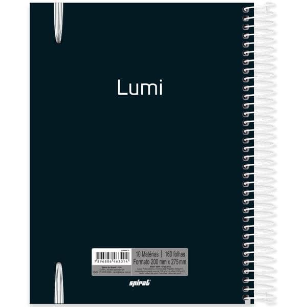 Caderno Universitário Capa Polipropileno 10X1 160 Folhas Lumi Branco Spiral - PT 1 UN