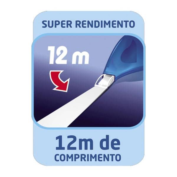 Corretivo em Fita BIC Super Tape 12 Metros, Correção Instantânea, Formato Anatômico, 891820 - BT 1 UN