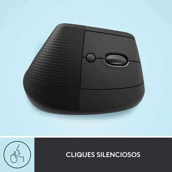 Mouse Sem Fio Logitech Lift Vertical com Design Ergonômico para Redução de Tensão Muscular, Cliques Silenciosos, Bluetooth ou USB - Grafite CX 1 UN