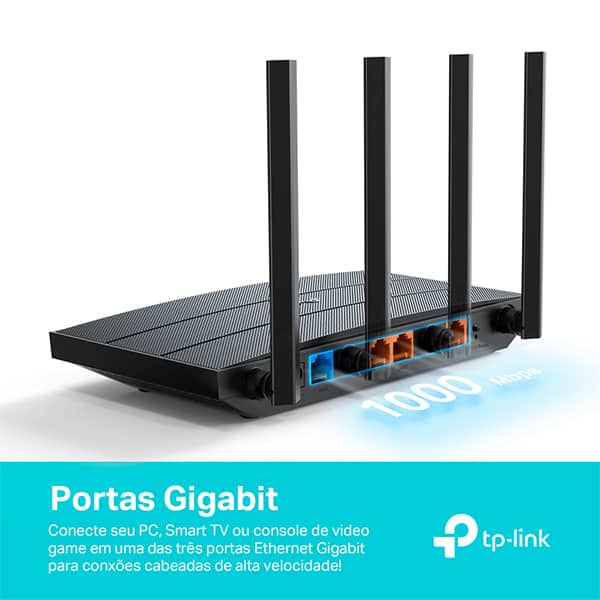 Roteador Wi-Fi 6 Gigabit Dual Band AX1500 3 portas Gigabit AX12 TP-Link - CX 1 UN