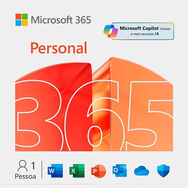 Microsoft 365 Personal com Copilot: 1 Licença - Word, Excel, PowerPoint, Outlook + 1TB de Armazenamento OneDrive - Assinatura Anual - DOWNLOAD - Microsoft - 1 UN