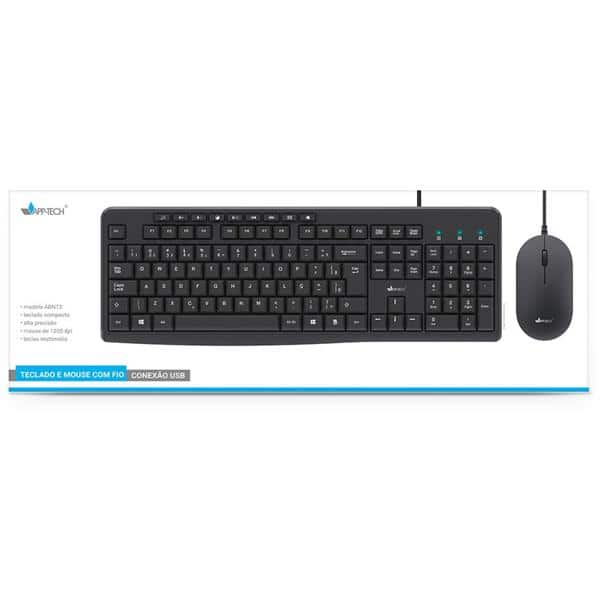 Teclado e Mouse com fio, Preto, KMF150M, App-tech - CX 1 UN