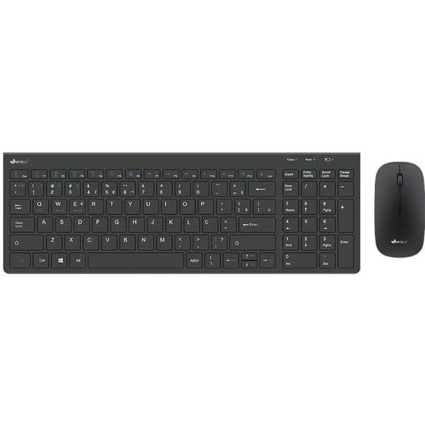 Kit Teclado e Mouse sem Fio Recarregável, Wireless e Bluetooth, Padrão ABNT2, Preto, KMWRB450, App-Tech - CX 1 UN