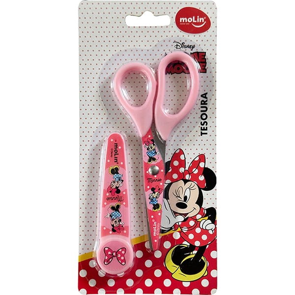 Tesoura Escolar com Protetor Minnie Disney Molin - BT 1 UN